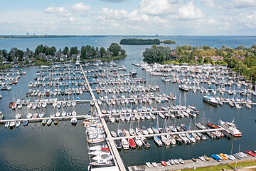 Aerial from the harbor from Naarden in the Netherlands