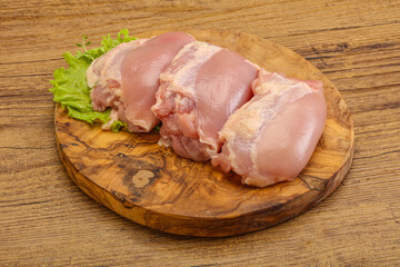 Raw chicken boneless and skinless leg