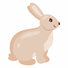 Hare, rabbit. Forest animal. Vector cartoon style. Isolated on a white background