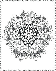 coloring book flowers for adult design drawing flower page white and black