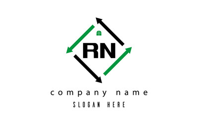 RN creative real estate letter logo