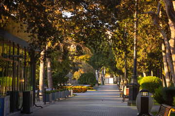 Baku old boulevard in the early morning.
