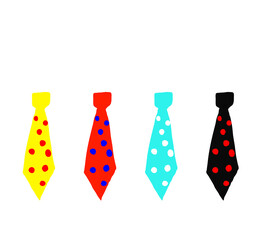 Cute ties in different colors. Hand-drawn ties in the doodle style. Flat vector illustration. Vector illustration