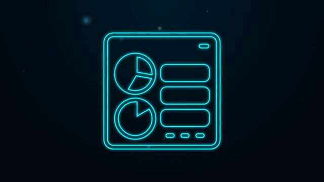 Glowing neon line Computer api interface icon isolated on black background. Application programming interface API technology. Software integration. 4K Video motion graphic animation