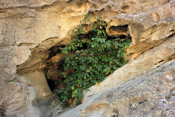 Depressions in the mountain next to Stepan Razin's cave.