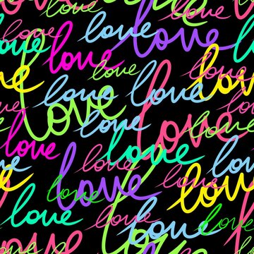 words love lettering abstract seamless pattern background fabric design print wrapping paper digital illustration texture wallpaper 