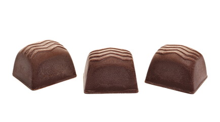 Orange liqueur flavored chocolates isolated on white background 