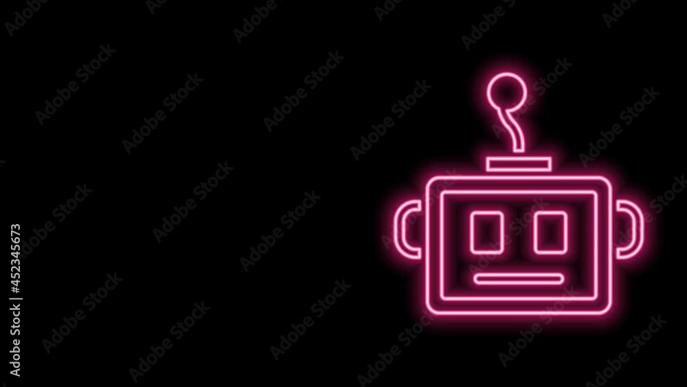 Poster glowing neon line artificial intelligence robot icon isolated on black background. machine learning,