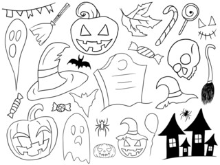 set of Halloween icons isolated in a white background