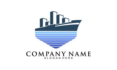 Modern sea ship vector logo