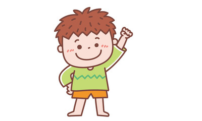 ガッツポーズをする子ども