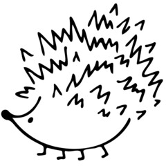 Hedgehog isolated on white background. Vector hand-drawn doodle illustration.