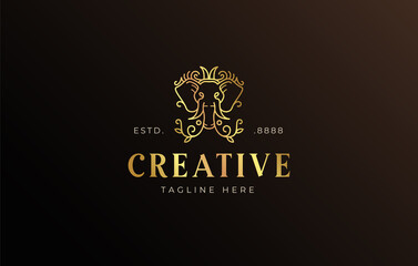 Elephant Nature Logo Design Template. Elephant head made from tree leaves. Creative Vector Icon Design Concept.