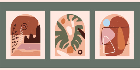 Abstract minimalist hand-drawn illustration for stories, wall decoration, postcard or brochure, cover design. Doodle background contains various shapes, spots, drops, lines. Modern trendy vector art.