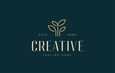 Plant seed logo, reforestation logo go green vector line art illustration