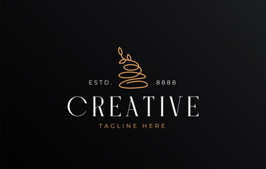 Balanced Rock Nature Logo Design Template. Line Art Nature Rocks Balanced Continuous Line. Creative Vector Icon Design Concept.