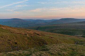 View at the Yorkshire Dales landscape from the Buttertubs Pass (Cliff Gate Rd) between Thwaite and Simonstone, North Yorkshire, England, UK