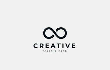 Two Heads Infinite Snakes. Loop Snakes Logo Template, Double O logo abstract.