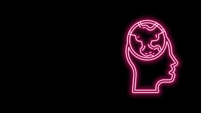 Glowing neon line Learning foreign languages icon isolated on black background. Translation, language interpreter and communication. 4K Video motion graphic animation