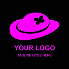 Vector design elements for your company logo, logo for groups or individuals, pink hat logo and small ribbon element, modern, simple and minimalist logotype, matches the logo you want