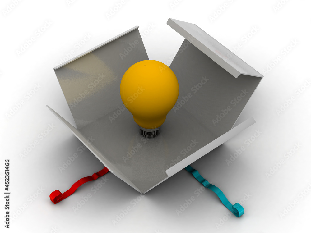 Aufkleber 3d rendering idea lightbulb on box