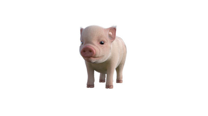 Fury The Piglet poses for your illustrations. Cartoon Figure Photo-realistic illustration for collage isolated on a white background. 3d rendering, 3D illustration.