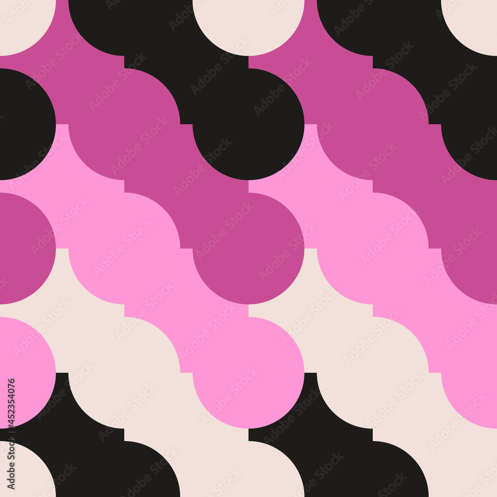 Poster Pink diagonal abstract shapes. Vector repeated tiles.