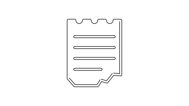 Black line Notebook icon isolated on white background. Spiral notepad icon. School notebook. Writing pad. Diary for school. 4K Video motion graphic animation