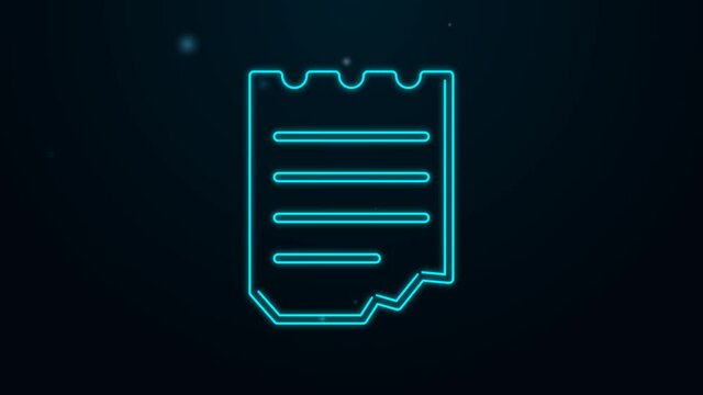 Glowing neon line Notebook icon isolated on black background. Spiral notepad icon. School notebook. Writing pad. Diary for school. 4K Video motion graphic animation