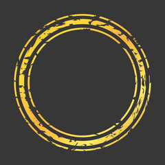 Naklejka premium gold round brush painted ink stamp circle banner on dark background