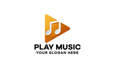 Play Music Gradient Logo Template
