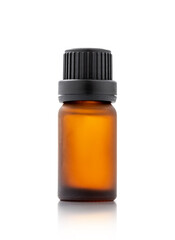 Brown cosmetic serum bottle isolated on white background