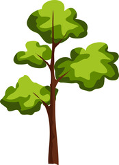 Tree. A pine tree with a long trunk and lush foliage. A simple tree silhouette icon. Illustration of a flat tree icon on a white background.