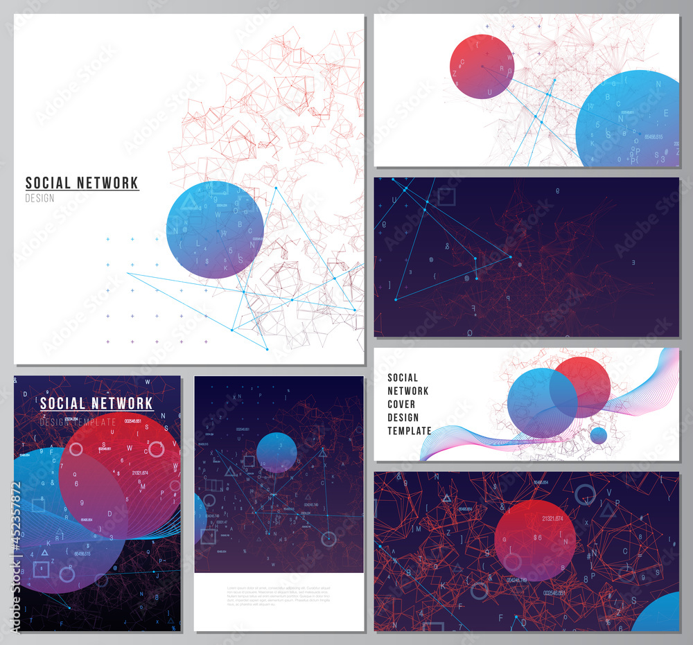 Poster vector layouts of social network mockups for cover, website design, website backgrounds or advertisi