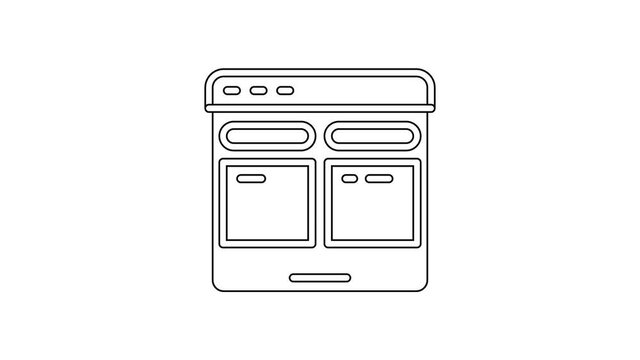 Black line Online translator icon isolated on white background. Foreign language conversation icons in chat speech bubble. Translating concept. 4K Video motion graphic animation