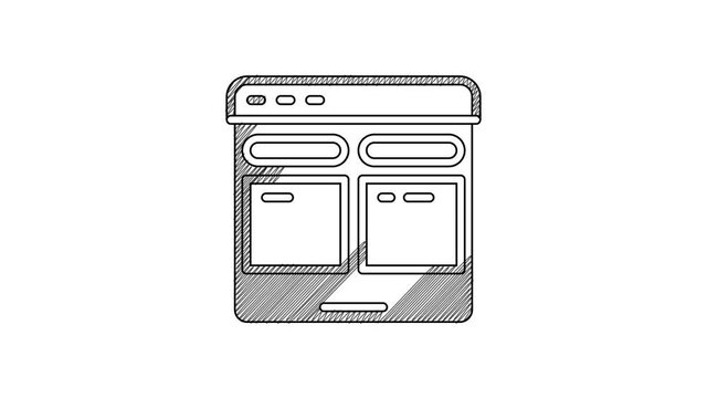 Black line Online translator icon isolated on white background. Foreign language conversation icons in chat speech bubble. Translating concept. 4K Video motion graphic animation