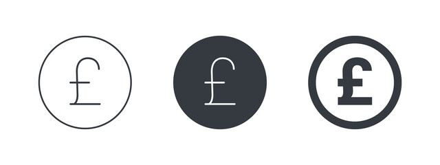 UK Pound sign. Sign of UK Pound coins. Symbols of money of the world. Vector illustration