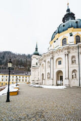 ETTAL, GERMANY - MARCH 07: Ettal Monastery on March 07, 2016 in Ettal, Germany. It is in the district of Garmisch-Partenkirchen, in Bavaria.