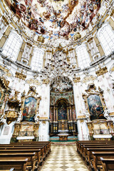 Obraz premium ETTAL, GERMANY - MARCH 07: Ettal Monastery on March 07, 2016 in Ettal, Germany. It is in the district of Garmisch-Partenkirchen, in Bavaria.