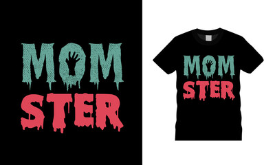 Momster Halloween T shirt Design, apparel, vector illustration, graphic template, print on demand, textile fabrics, retro style, typography, vintage, Halloween Tee © Sumon