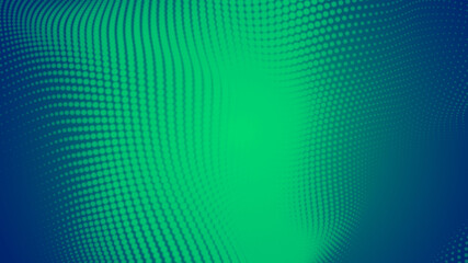 Abstract dot green wave pattern gradient  texture technology background.