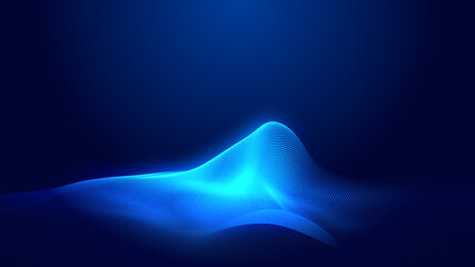 Abstract dot blue wave gradient texture technology background.
