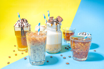  Set of iced coffee drinks