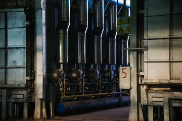 Metal structures and buildings of the old metallurgical plant inside and outside. Products of the...