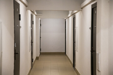 The entrance of an apartment house