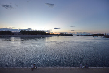 Sunset on the Rhône river in Arles