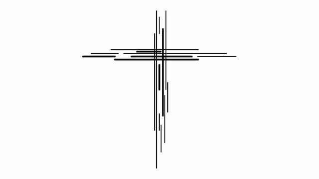 Christian cross line icon. Motion graphics. Animation 4k.