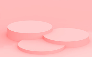 Abstract 3d pink color cylinder podium minimal studio background.