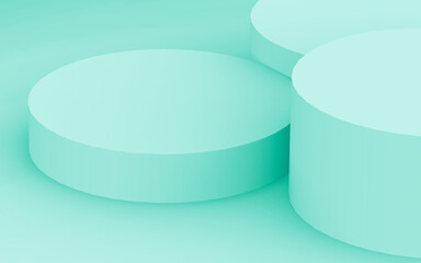 Abstract 3d green color cylinder podium minimal studio background.