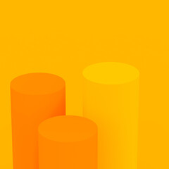 Abstract 3d yellow orange colors cylinder podium minimal studio background.